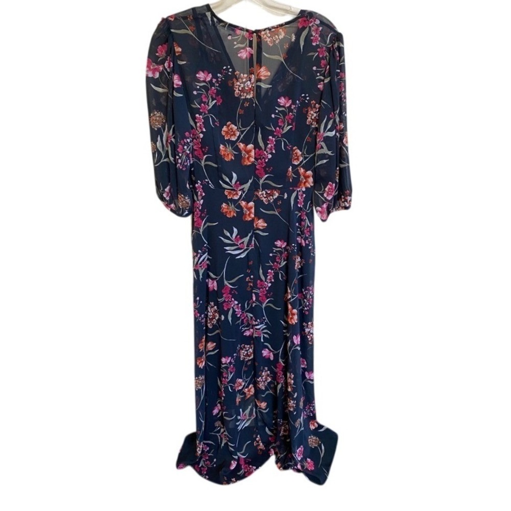 Calvin Klein Navy Blue Floral Chiffon High Low Maxi Dress 4 NWT Wedding Guest - Picture 12 of 16